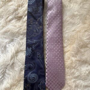 Ike Behar Blue Paisley and Purple Geometric Ties